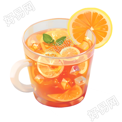 3D水果茶模型插画