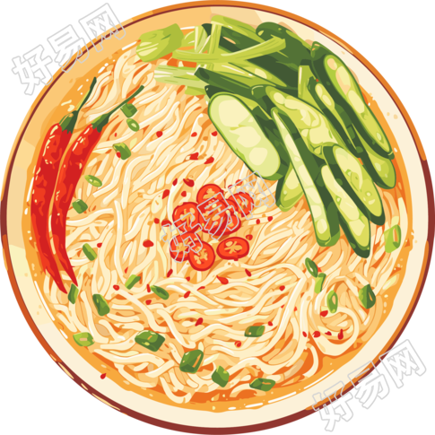 凉面清凉可口插画