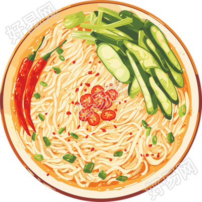 凉面清凉可口插画
