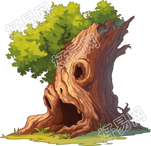 树洞插画素材