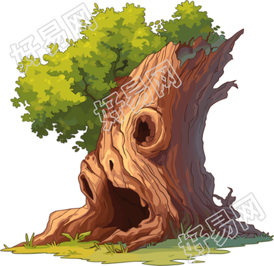 树洞插画素材