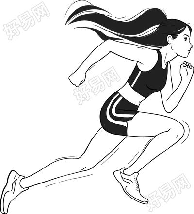 线条人物女生跑步插画