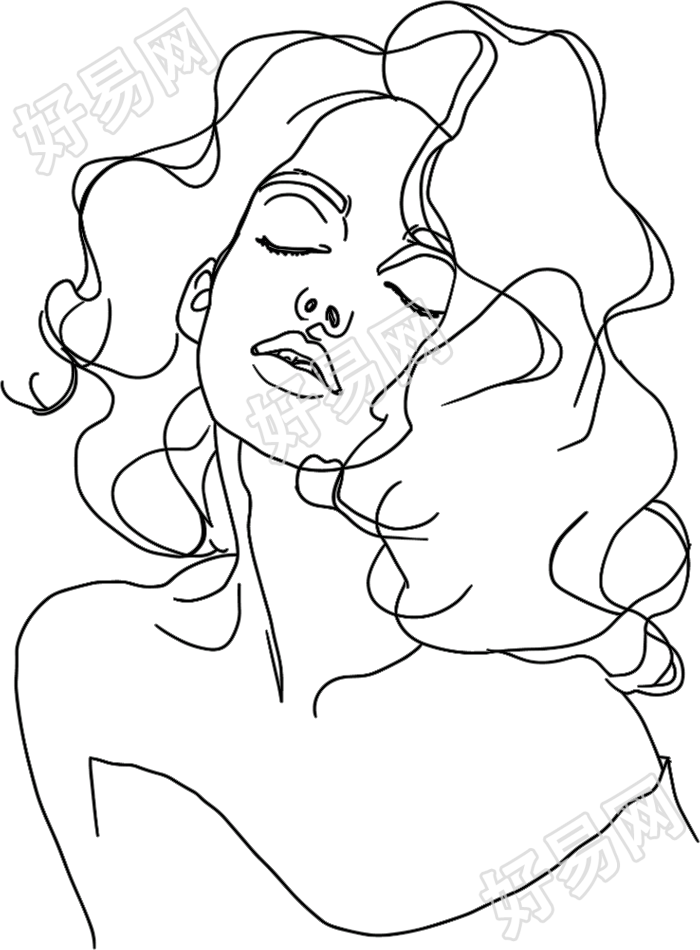 线条人物简约女人插图