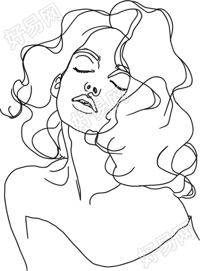 线条人物简约女人插图