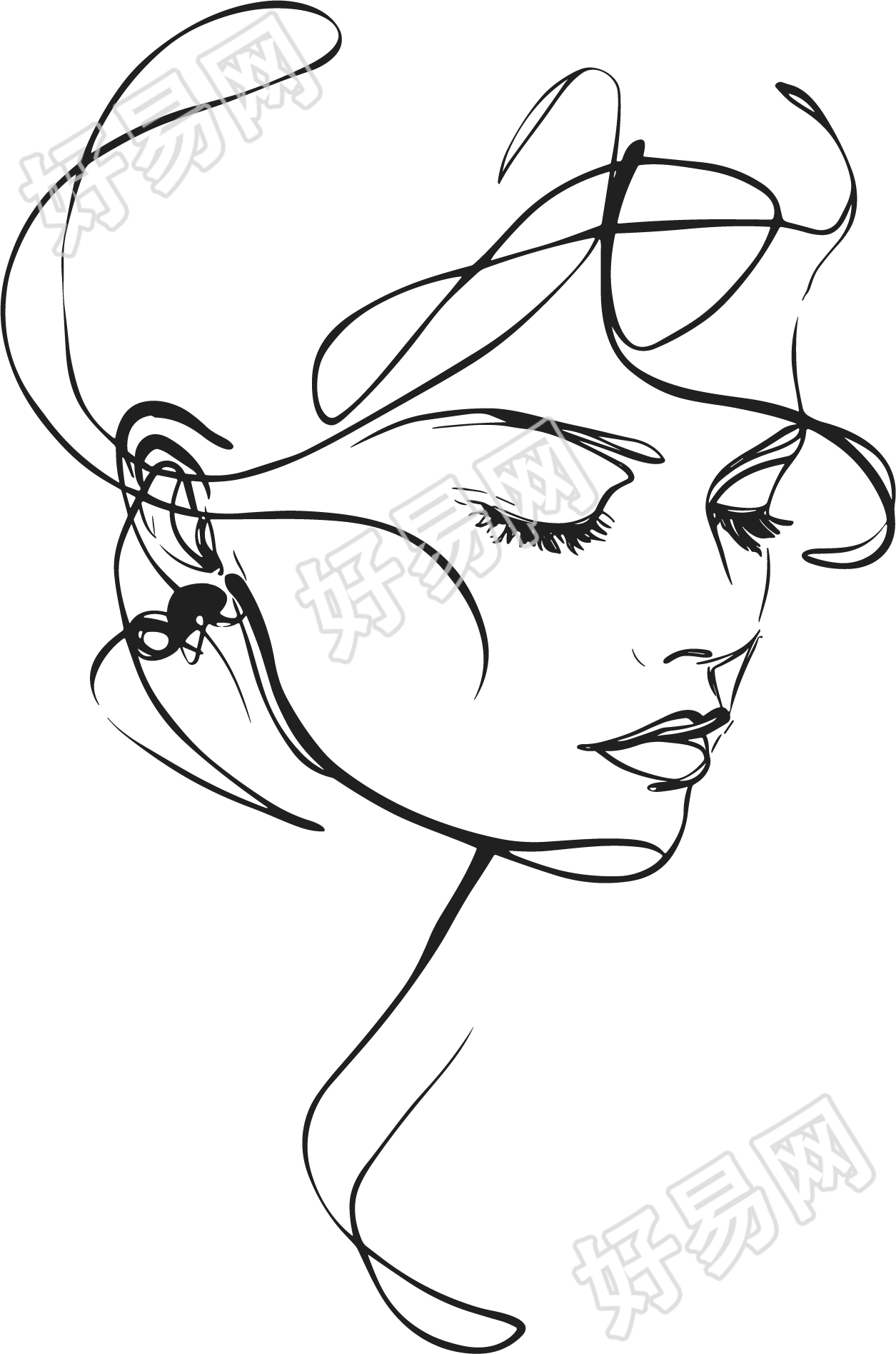 线条人物优雅女性素材