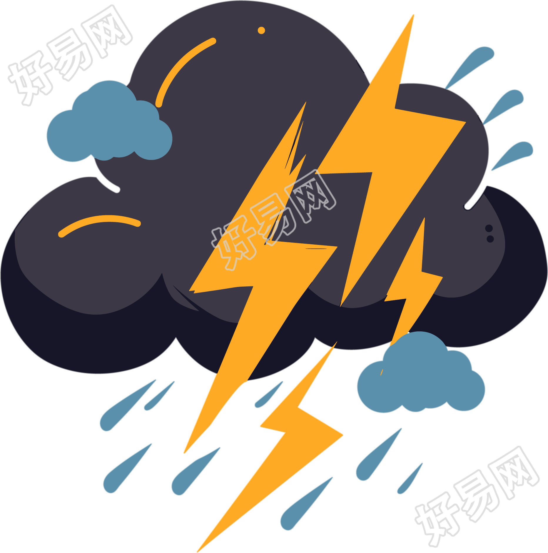 雷阵雨乌云图标素材