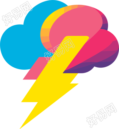 雷阵雨雷电云矢量插画