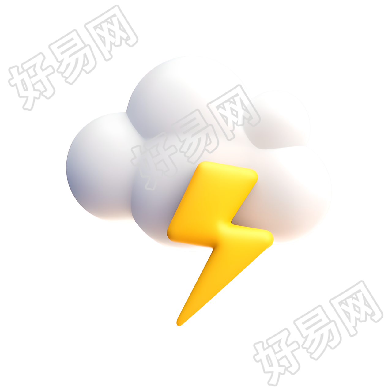 雷阵雨3D闪电天气图标素材