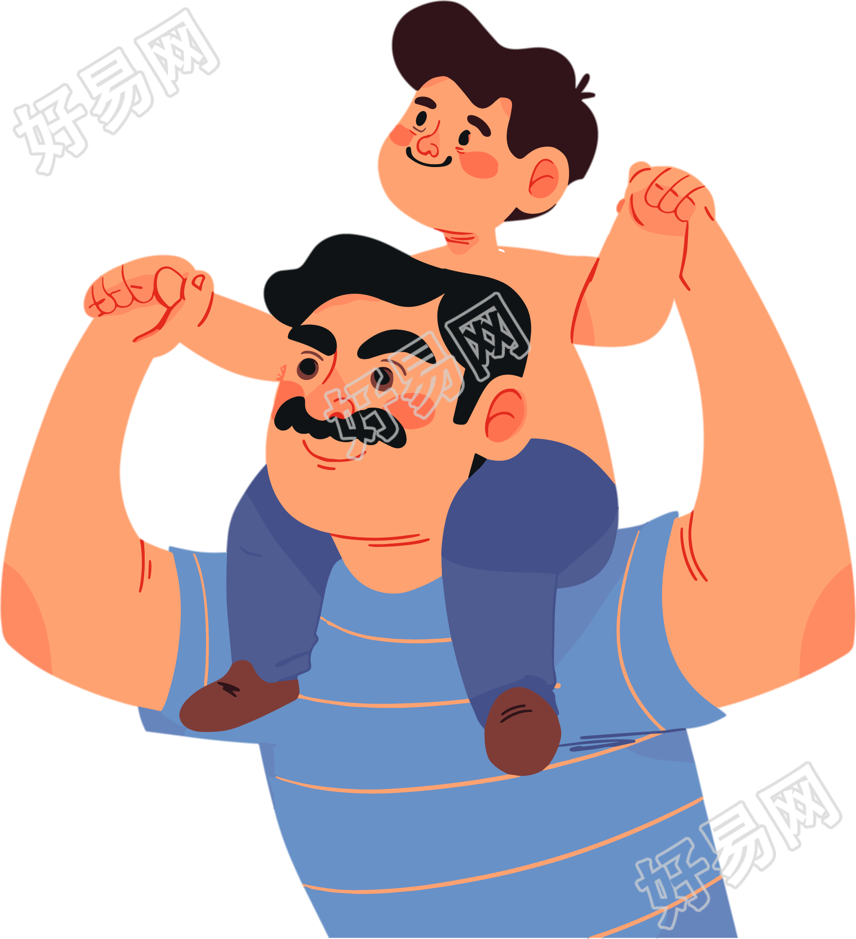 父子插画设计元素