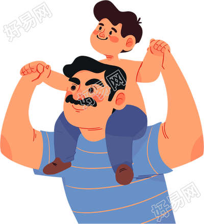 父子插画设计元素