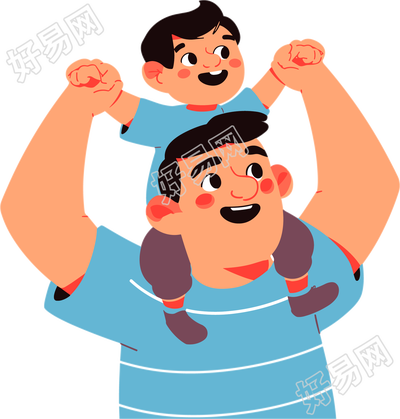 父子卡通风格插画