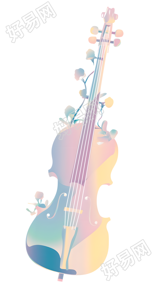 粉色小提琴图标插画