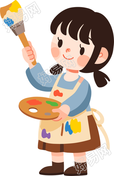 儿童绘画双马尾女孩素材