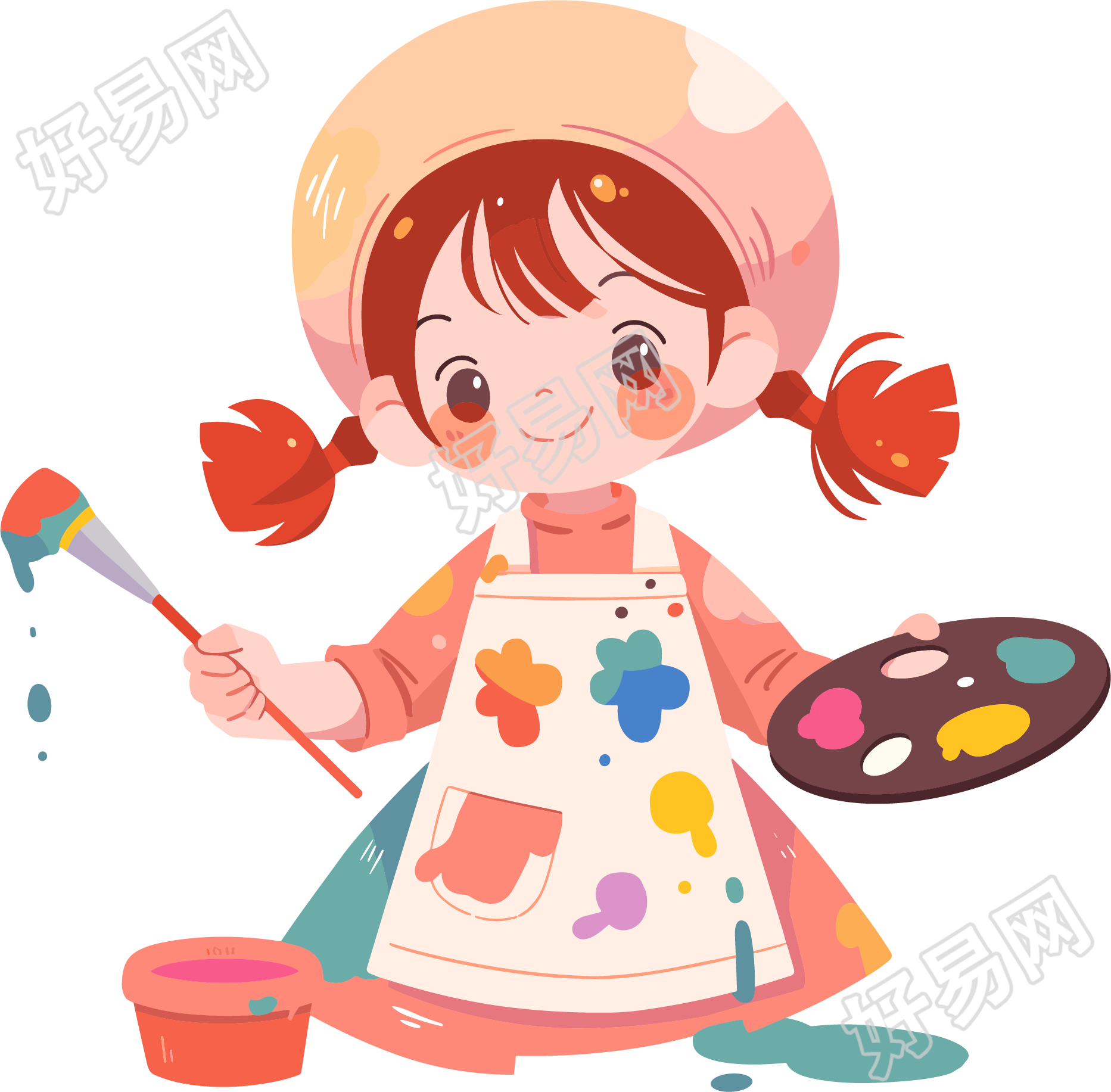 儿童绘画乖巧女孩素材