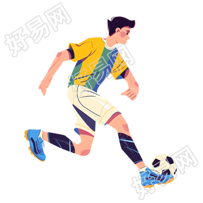 踢足球创意插图