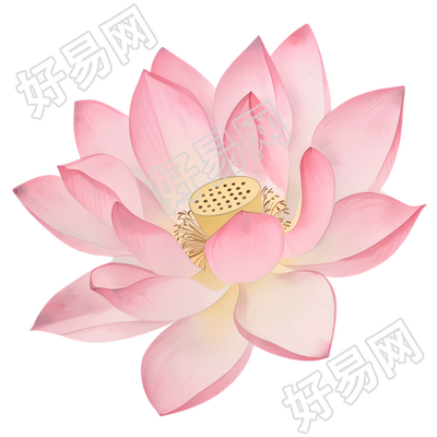 夏天粉色莲花唯美插图