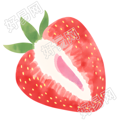 草莓水彩风素材