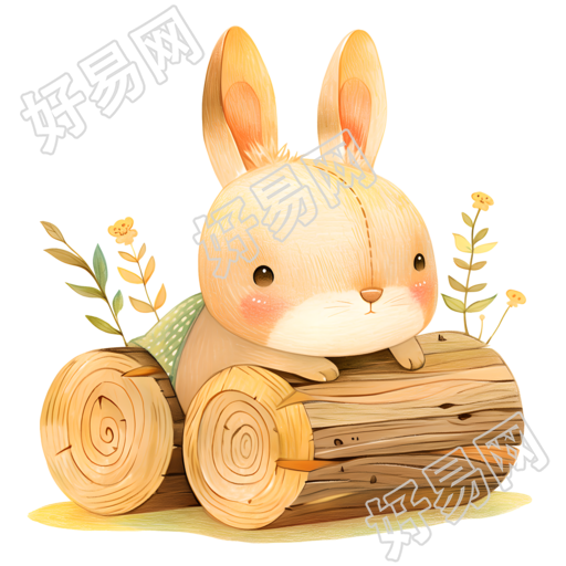卡通小兔子童趣插画