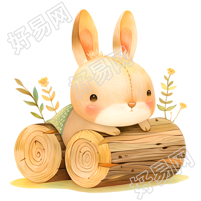 卡通小兔子童趣插画