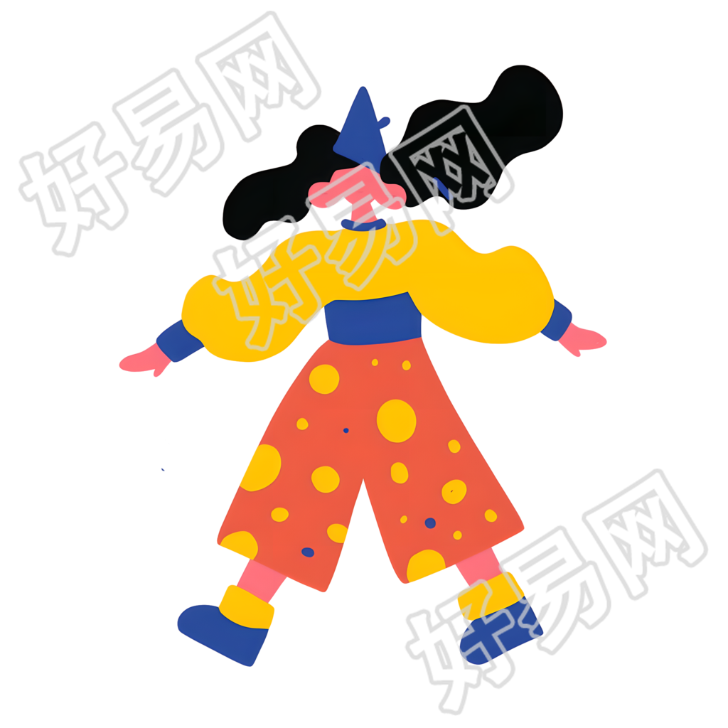 女孩童趣创意插图