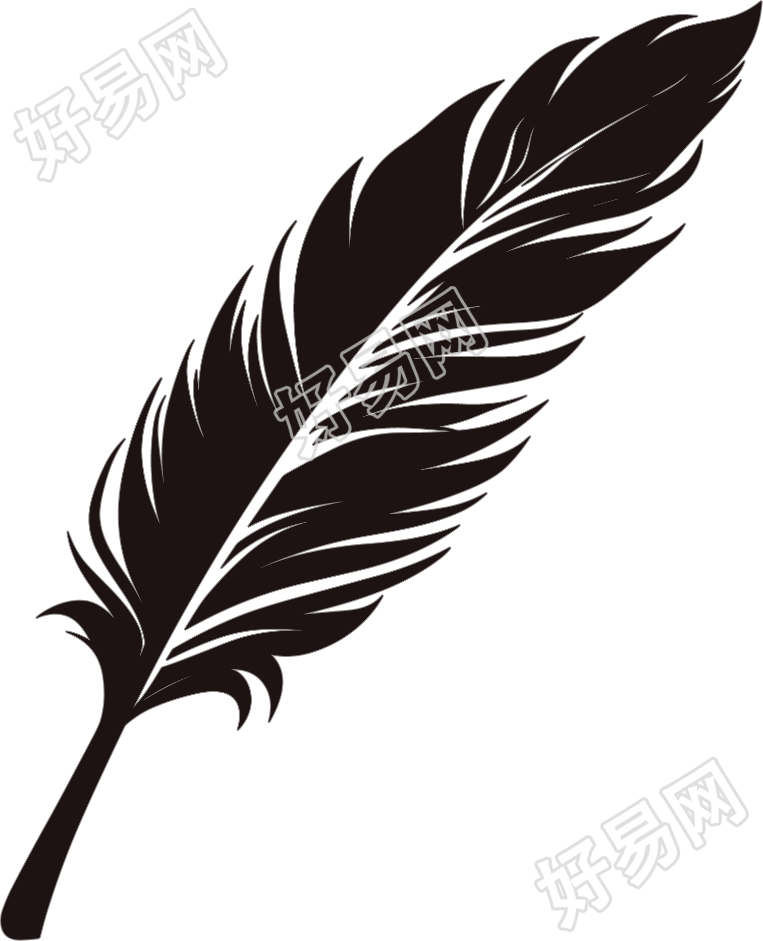 羽毛剪影插画