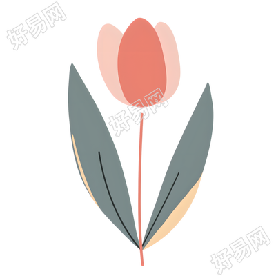 单支郁金香可爱插画