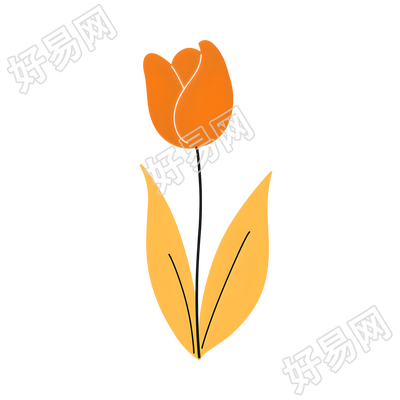 单支郁金香简笔画素材