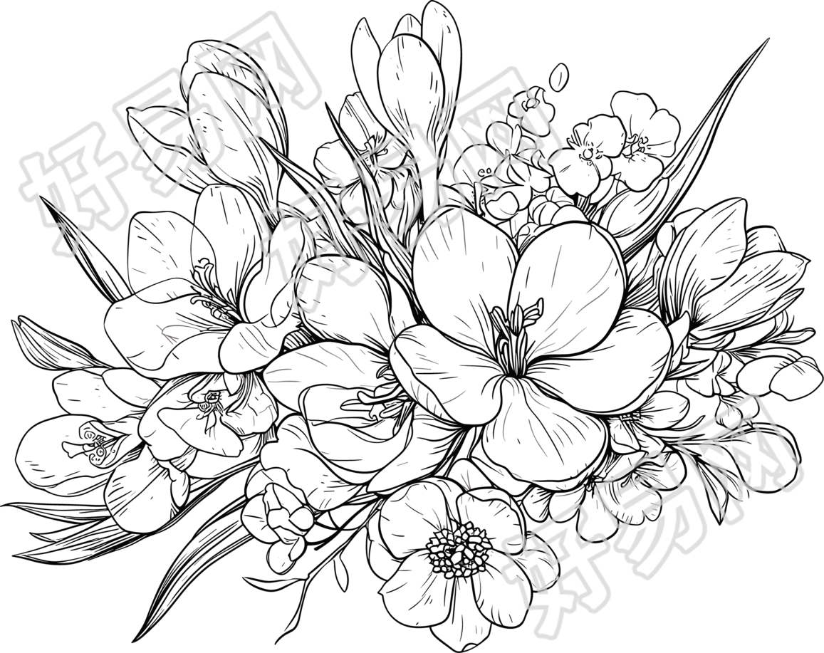 花卉素描插画设计元素