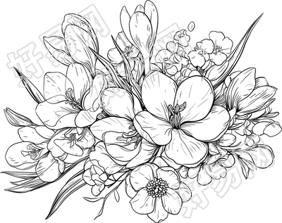 花卉素描插画设计元素