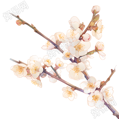 樱花彩铅插画素材