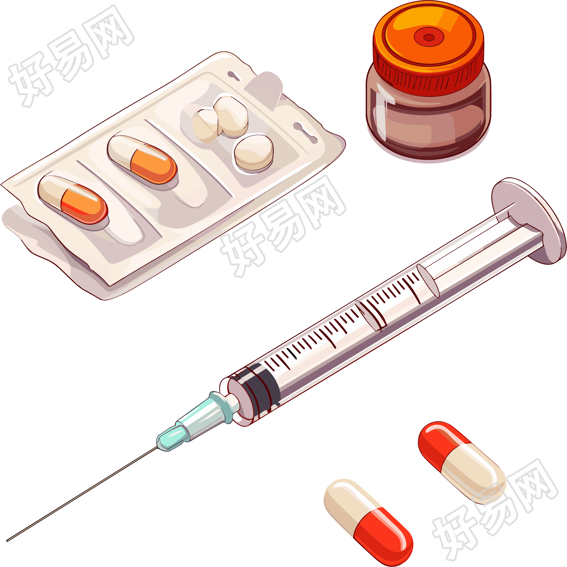 禁毒注射器矢量插图
