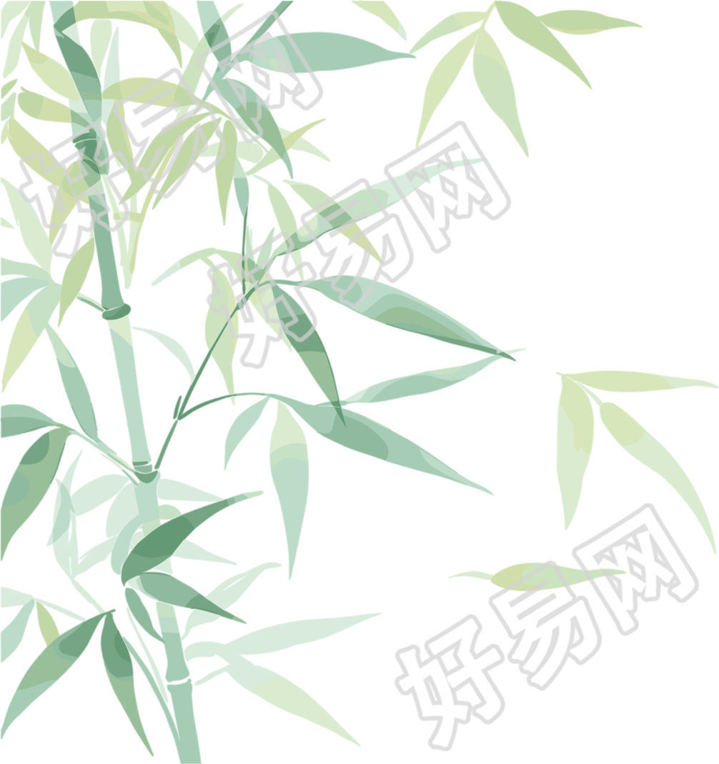 竹叶水彩风素材