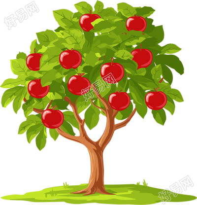 苹果树卡通插画