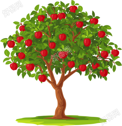 苹果树矢量PNG插图