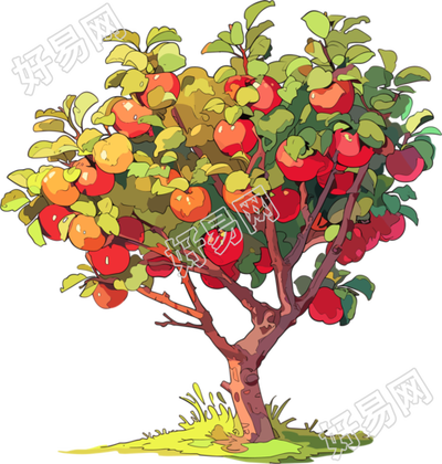 苹果树创意插画