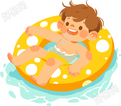 男孩游泳插画设计元素