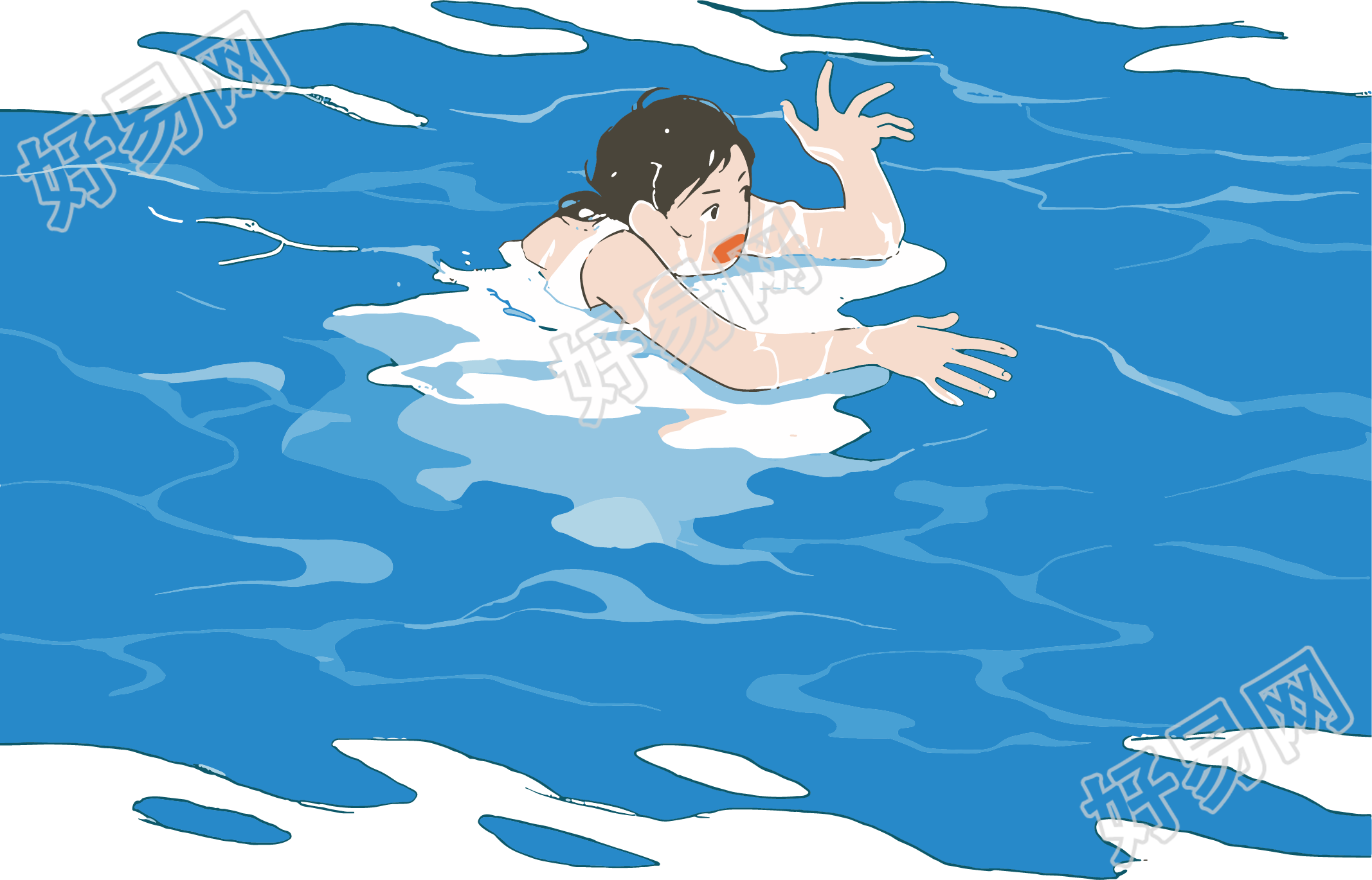 溺水男孩夏季防溺水插画
