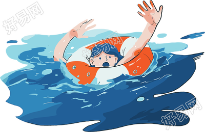 溺水男孩安全教育插画