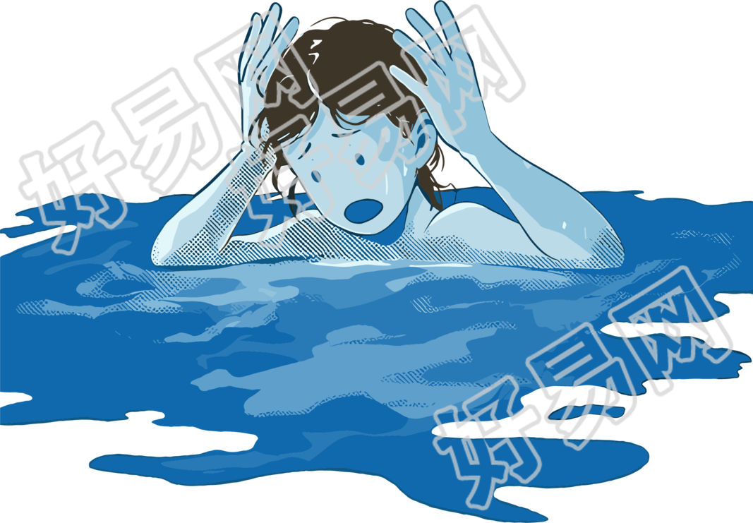 溺水男孩插画设计元素
