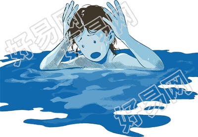 溺水男孩插画设计元素