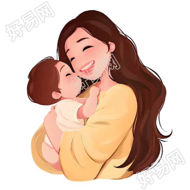 母女插图设计元素