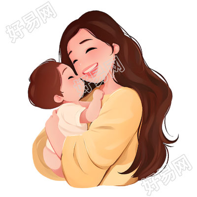母女插图设计元素