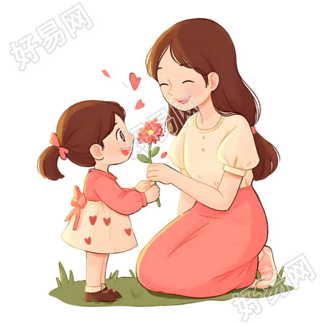 母女高清插画设计