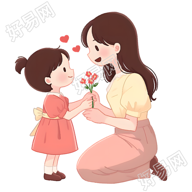 母女粉色小花插图