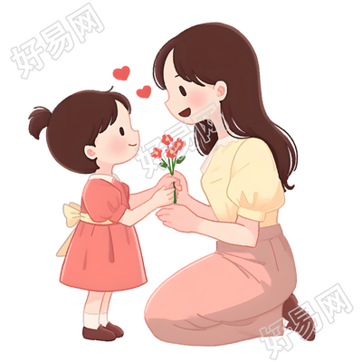 母女粉色小花插图