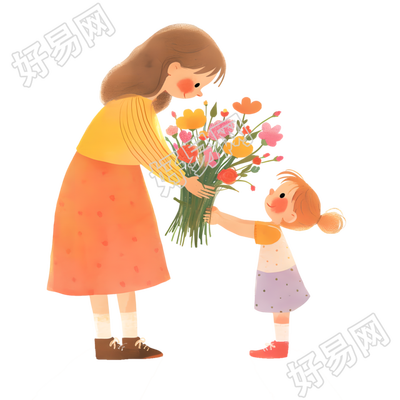 母女彩色插图