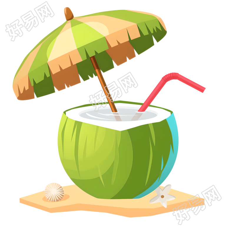 椰子水夏季清新元素