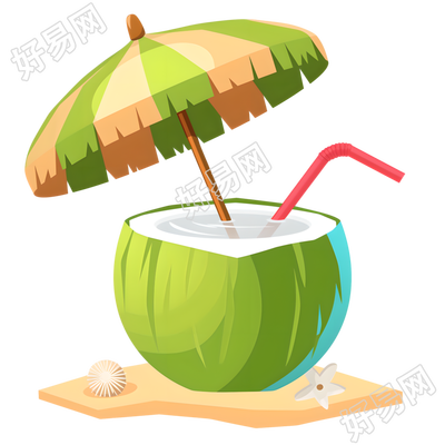 椰子水夏季清新元素