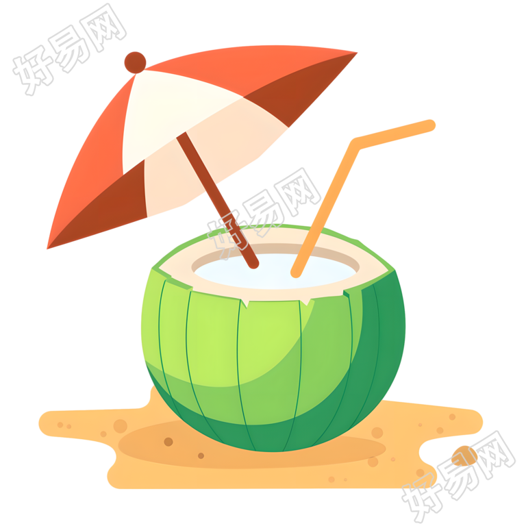 椰子水清新卡通插图