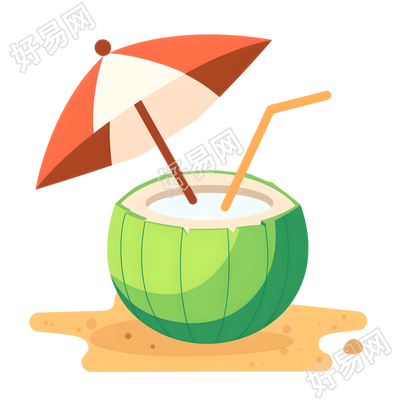 椰子水清新卡通插图